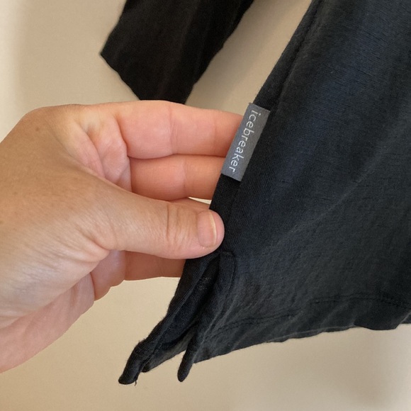 Icebreaker T Shirt Mens Medium Black Cool Lite Merino Blend Long Sleeve Crew - Picture 5 of 12